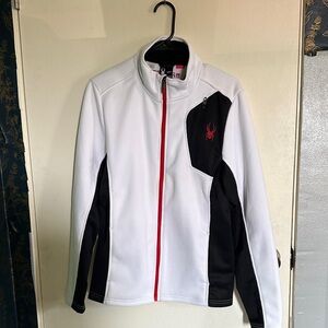 Spyder Women's White and Black Ski Jacket with Red Accents